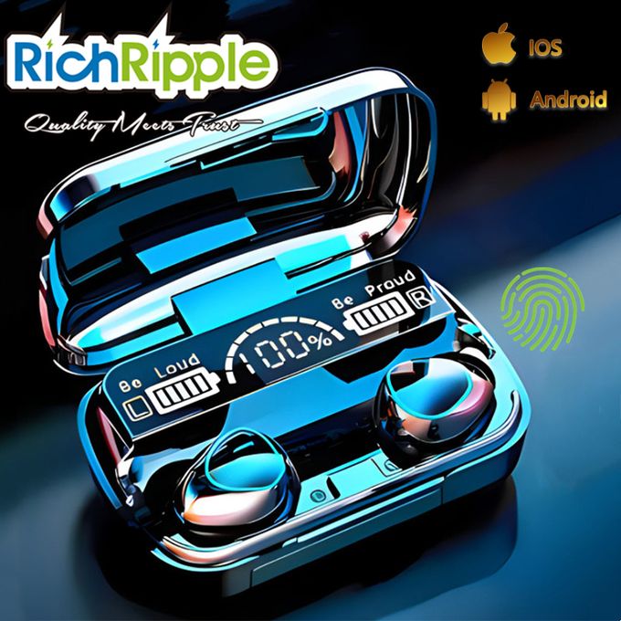 RichRipple M10 LED Display Bluetooth Headsets 9D Stereo Wireless Earphones Earpods