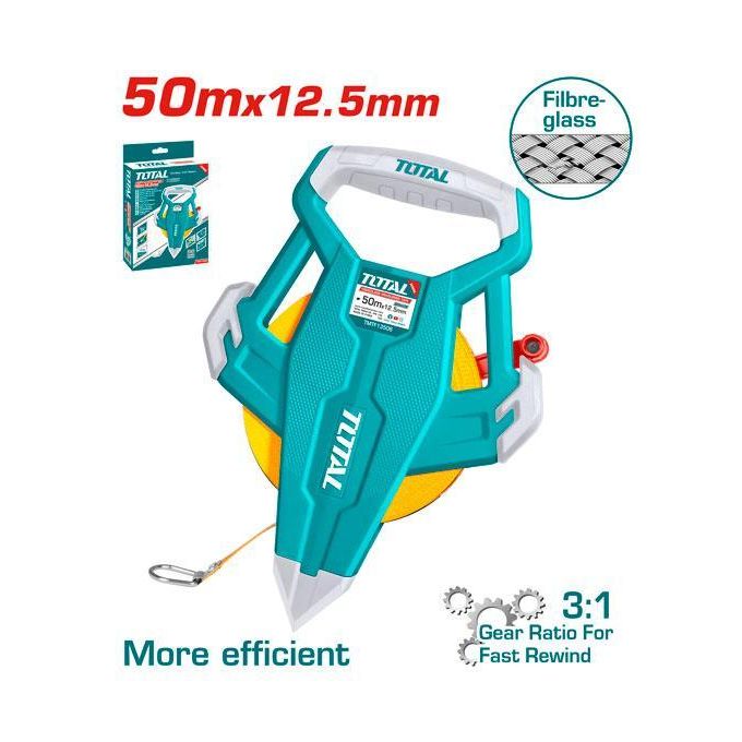 TOTAL Fibreglass measuring tape 50mx12.5mm