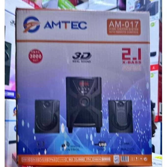 Amtec AM-017-2.1 Speaker System 3000WATTS PMPO-BLACK (1YR WRTY)