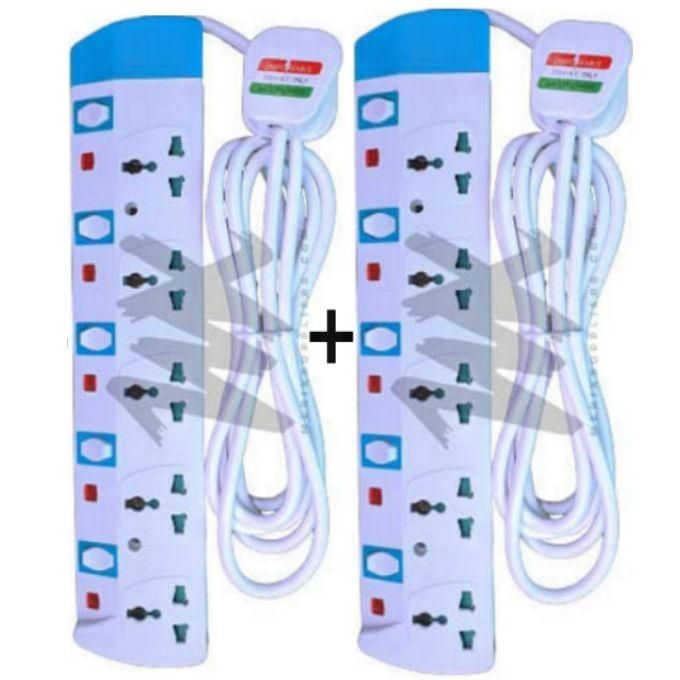 Power King Best TWO 5 Way Power Extension With Switch For Fridge, Smart TV