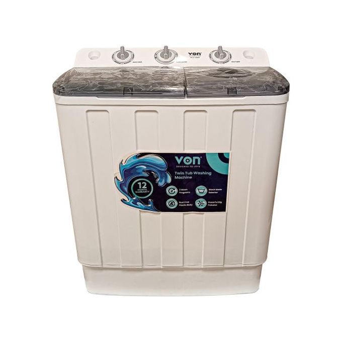 VON VALS-75BWY Twin Tub Washing Machine - 7.5Kg
