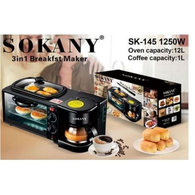 Sokany 3 IN 1 BREAKFAST MAKER,COFFEE MAKER,OVEN &amp; TOSTER