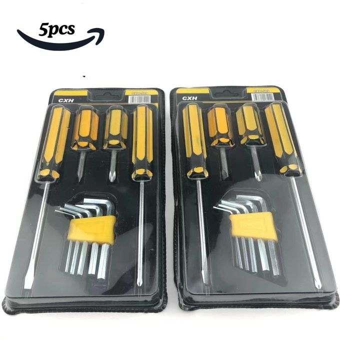 5-Piece Slotted Screwdriver Set, Magnetic Screwdriver Set, S2 Steel, SureGrip Handle